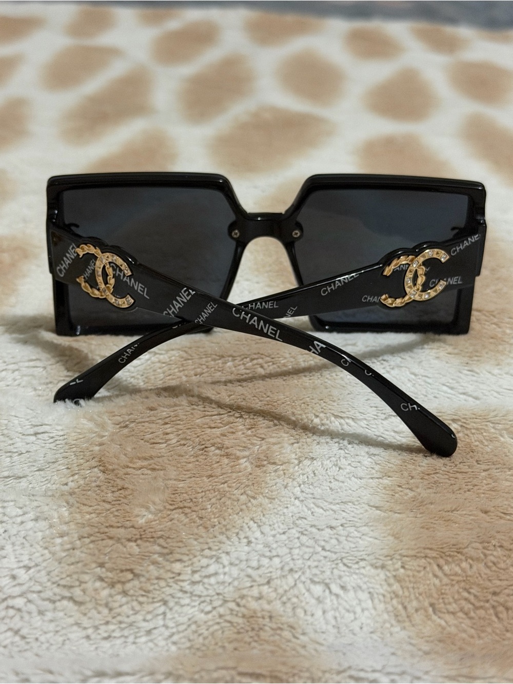 CHANEL Black Sunglasses with Gold CC Emblems